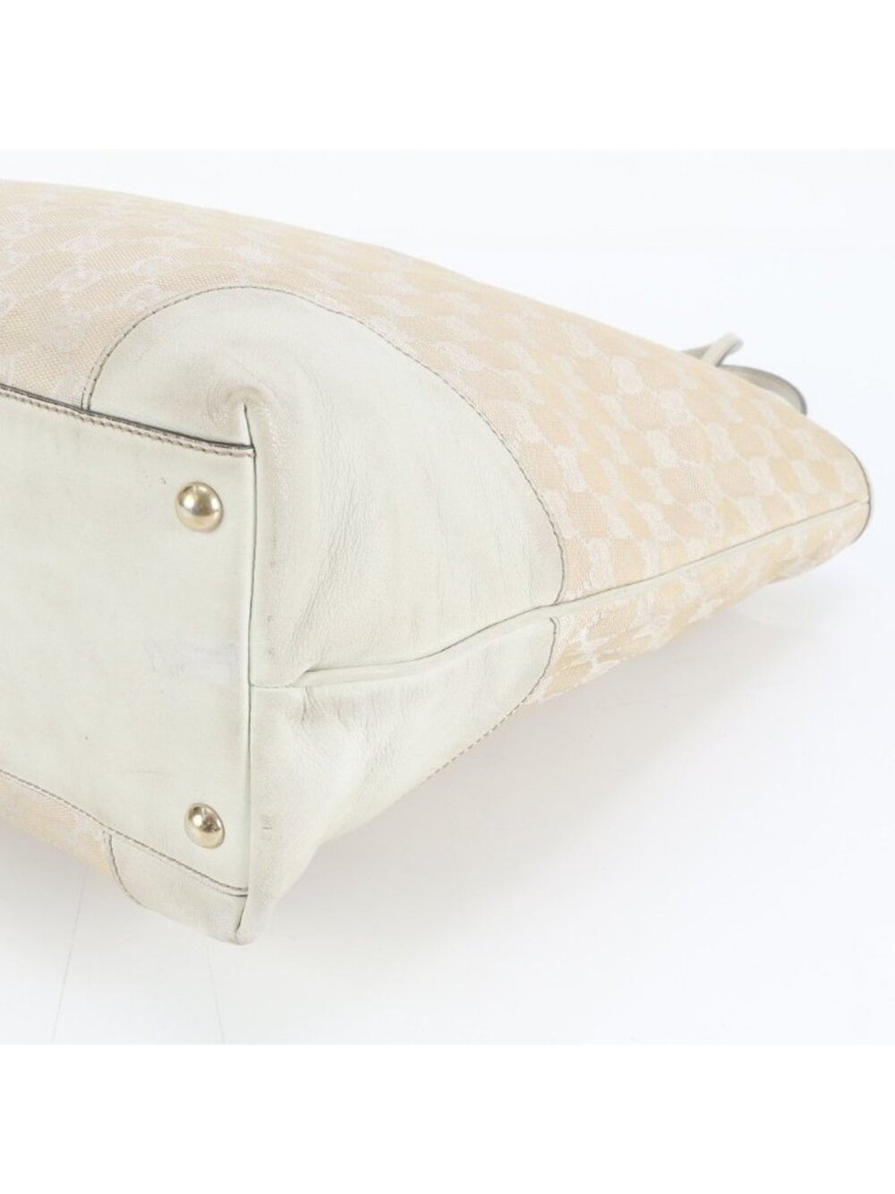 Gucci GG Canvas Leather Tote Shoulder Hand Beige Ree - Picture 4 of 9